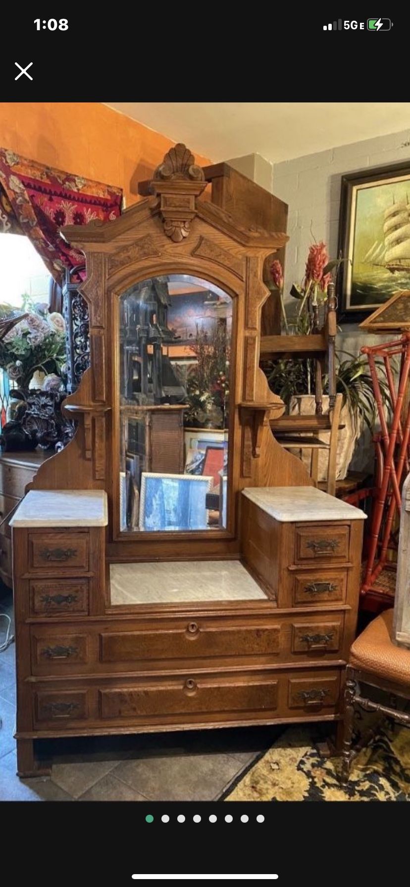 Antique Beautiful Vanity Mirror Dresser 