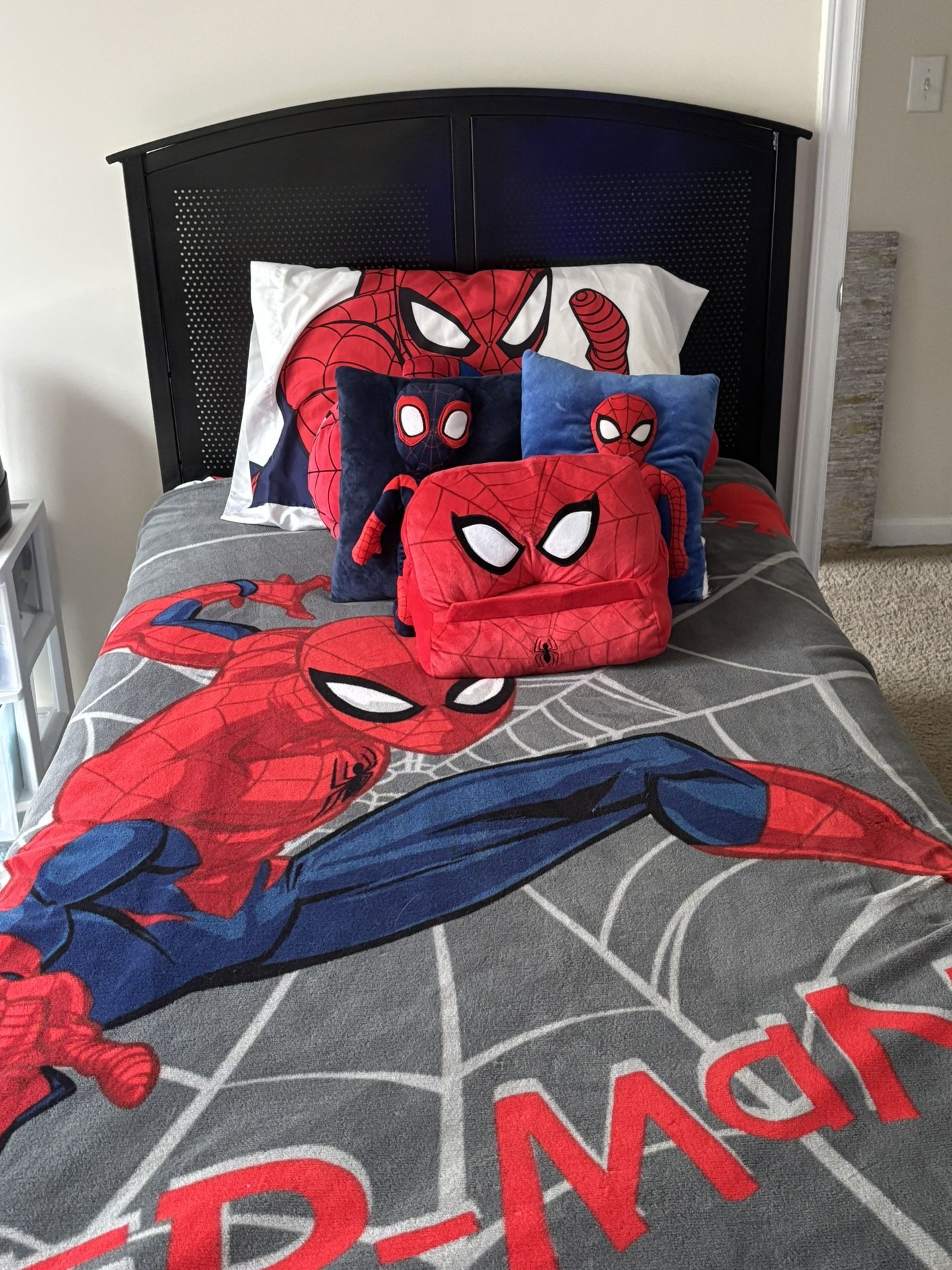 Modern Black Metal Twin Bed Frame – $250 (Like New)