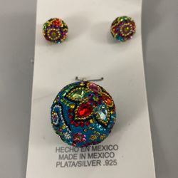 Jewelry / Teal Round Angel Caller Pendant Set