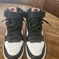 Girls Nike Black, Hot Pink and White Court Borough Mid 2 