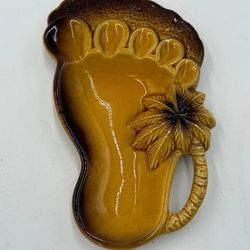 Vintage Palm Tree Foot Tropical Decor Ceramic Trinket Dish Collector Souvenir