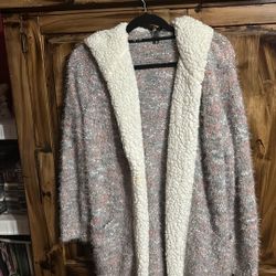 Alison Andrews Hoodie Texted Open Cardigan Size Large