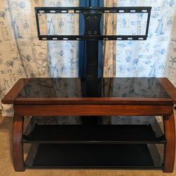 Two Shelf & Drawer Hard Wood & Glass TV Stand