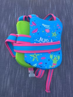 Aqua Swim School Kids Swim Trainer Float Vest Blue Pink Learn to Swim