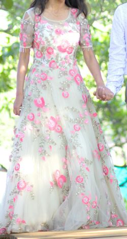 Ivory elegant embroidered medium size longgown