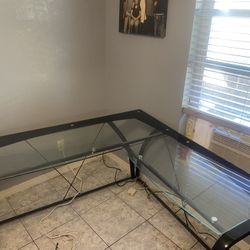 Glass Desk Table Corner To Corner