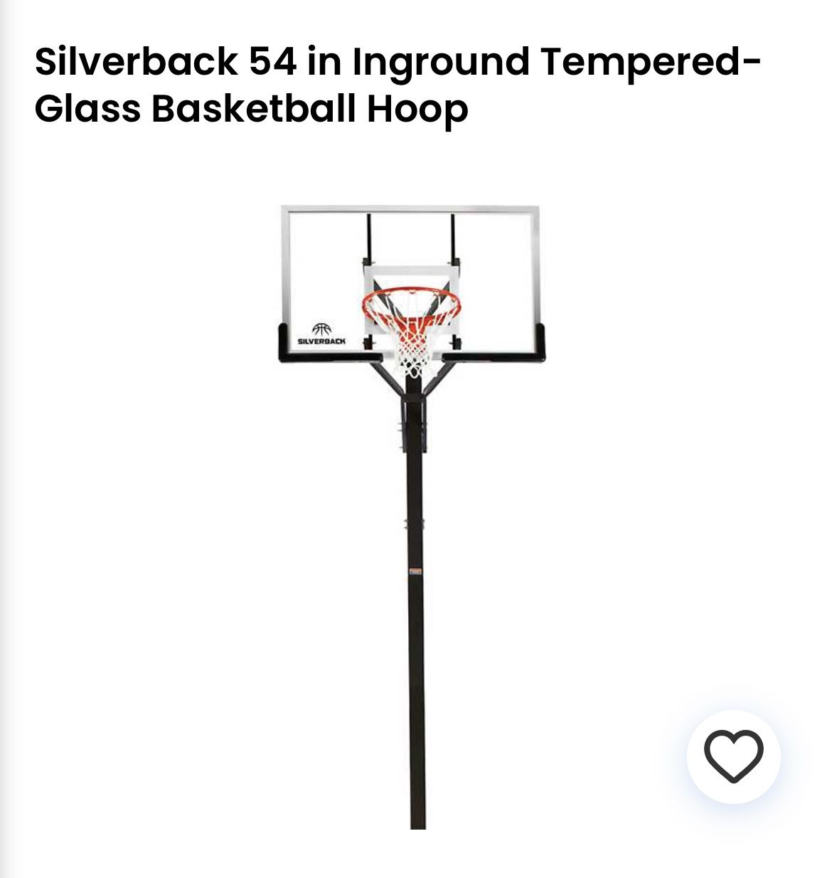 Silverback 54 in Inground Tempered-Glass Basketball Hoop