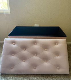 pink velvet storage chest