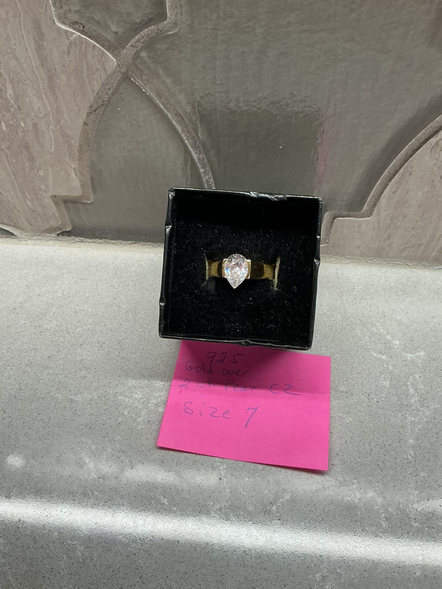 Ring With Pear Shape CZ Stone