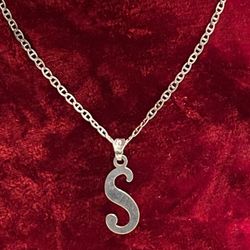 925 NEW SILVER Necklace With  S  Pendant 