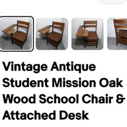 Vintage Antique School Chair & Desk 