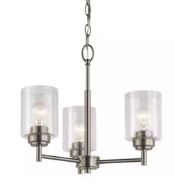 Kichler 44029 Nickel Winslow 3-Light 18" Clear Seeded Glass Shades
