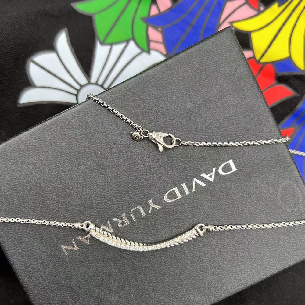 David Yurman Crossover Bar Pendant Necklace 17" Sterling Silver