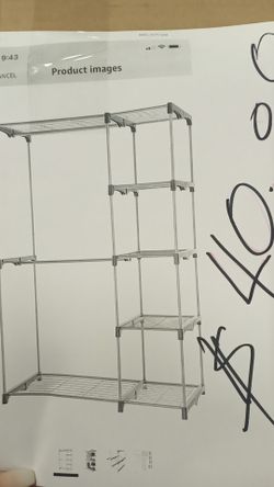 Double rod freestanding closet armoire