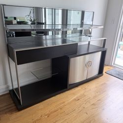 Modern Bar Cabinet With Built-in Wine Glass Rack. 