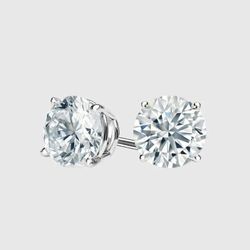 VVS Moissanite Diamond Round Stud Earrings 5MM (white Gold Vermeil)