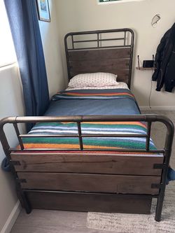 Pottery Barn Kids/Teen Industrial Twin Bed w/ Trundle & Matching Dresser