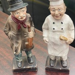 Vintage Decorama Japan Wood Smoking Man Figurines Chef Violinist Hobo Antique