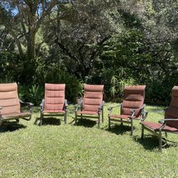Tropitone Outdoor Patio Chairs - 4 Sling + 1 Rocker 