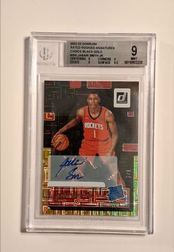 Jabari Smith Jr. 2022 Donruss Signatures Choice Black Gold Rookie Auto /8 BGS 9 MINT — BGS Pop 1/1