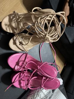 Sz 6.5 Wedge Lace Up Heels