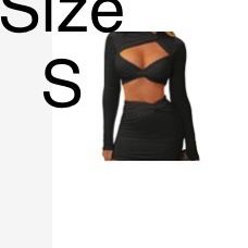 XinFSh Women’s 2 Pieces Skirt Long Sleeve Crop Top Cut Out Twist Front Outfits Bodycon Dress for Party Club Nightout Black XS