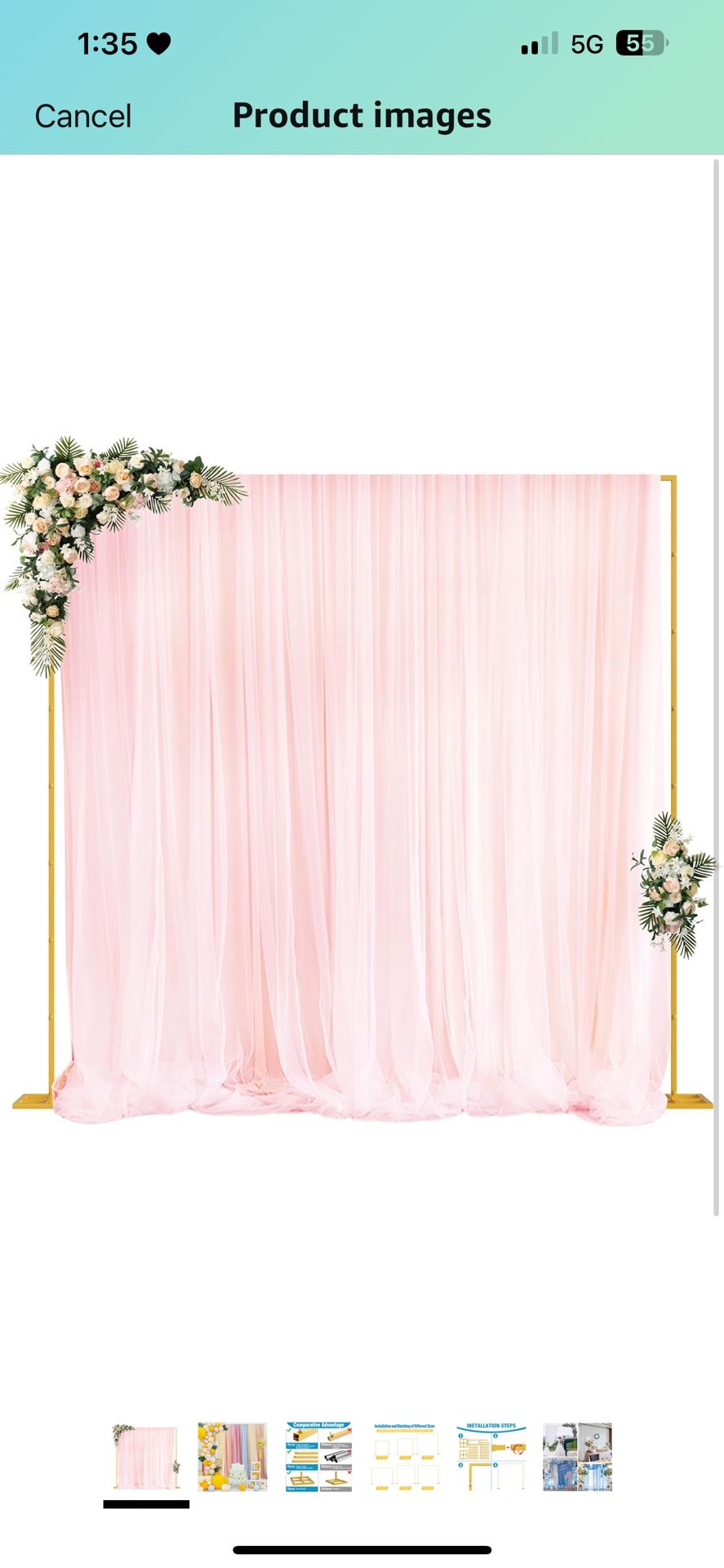 Fomcet 10FT x 10FT Backdrop Stand Heavy Duty with Base, Gold Portable Adjustable Pipe , Square Metal Arch