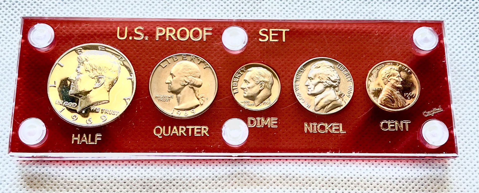 1969 - US Mint Proof Set, Silver Kennedy, Brilliant Uncirculated In New Vintage Capital Holder.