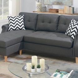 2 PCs  Sectional W/2  Accent  Pillow  Blue Grey  Dark  Coffee   Slate  & Tan