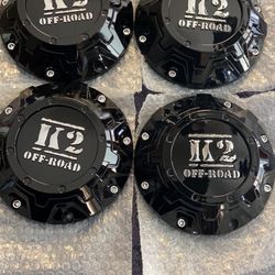 K2 off road center caps #C-8090-1 Gloss Black Set Of 4 Caps