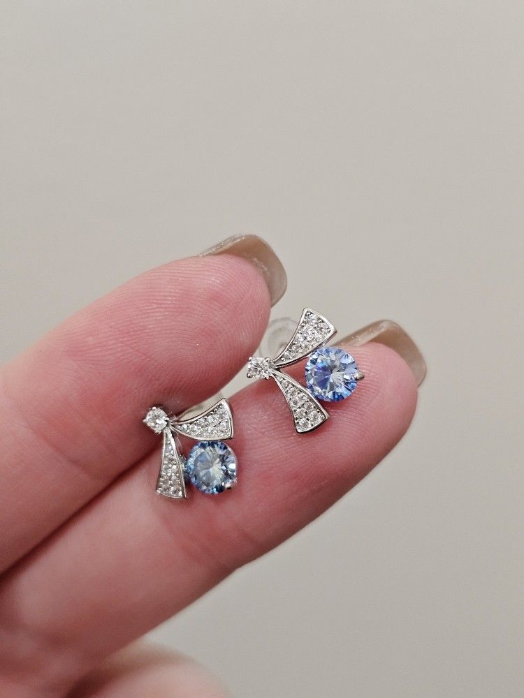 Certified Lab Grown Blue Moissanite  Solid Sterling 