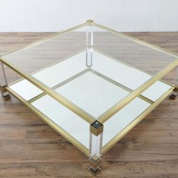 Coffee Table - 2 Tier Glass Top - Acrylic Base