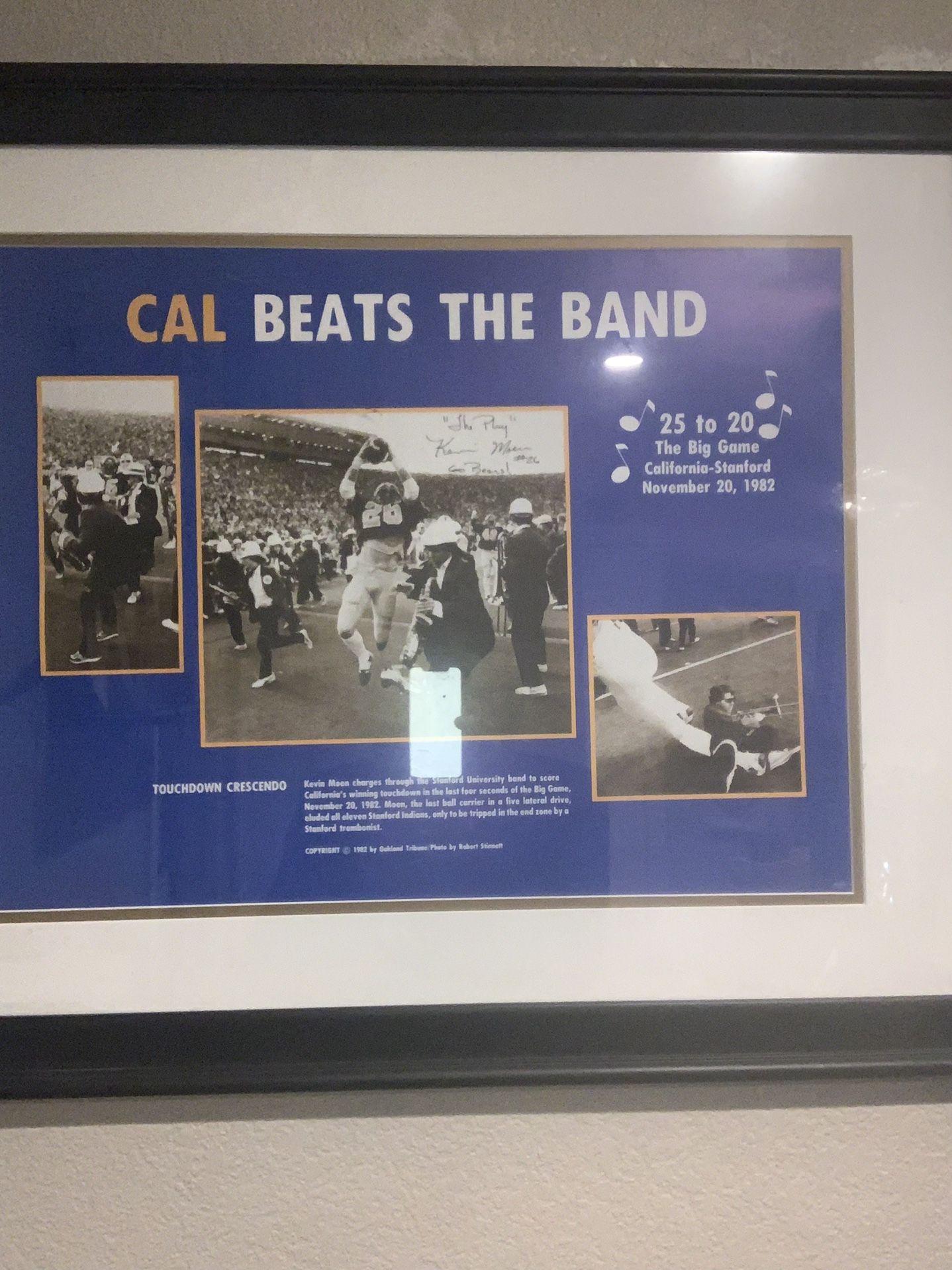 100% Authentic-Framed And Autographed Memorabilia Of The Greatest Play In College Football History