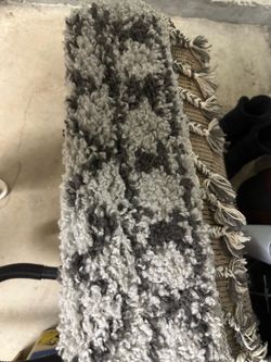 Plush Gray and White Area Rug