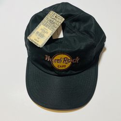 Hard Rock Cafe Nassau Bahamas Jet Black w/ Logo Vented Hat Cap Strap Back New