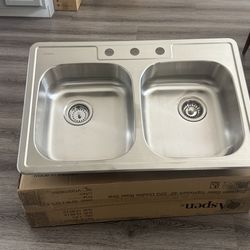 Stainless steel top mount 33 inches sink