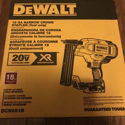 Dewalt Xr 20v 18ga Narrow Crown Stapler Tool Only 