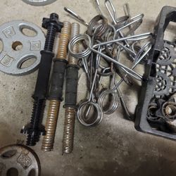 Various Weight Clips And 1" Dumbell Bars