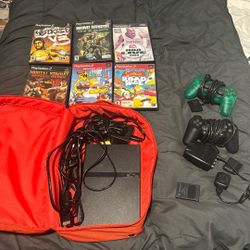 Ps2 With Games With Hdmi Adapter And Two Controllers And Memory Card