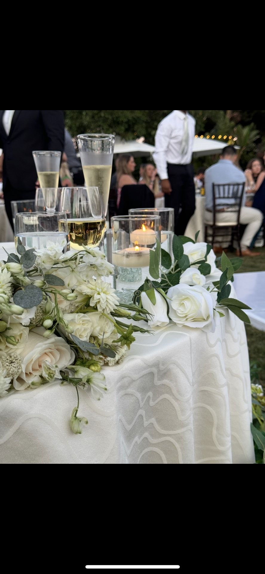 Wedding Hurricane Vases with Floating Candles & Clear Marble Pebbles