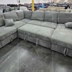 ✅️✅️4-Piece Convertible Sectional Sleeper Sofa, Chaise Storage, Sofa Storage & USB Port✅️✅️