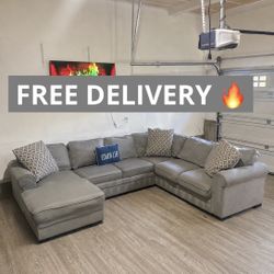 Large Gray Sectional Couch -FREE DELIVERY 