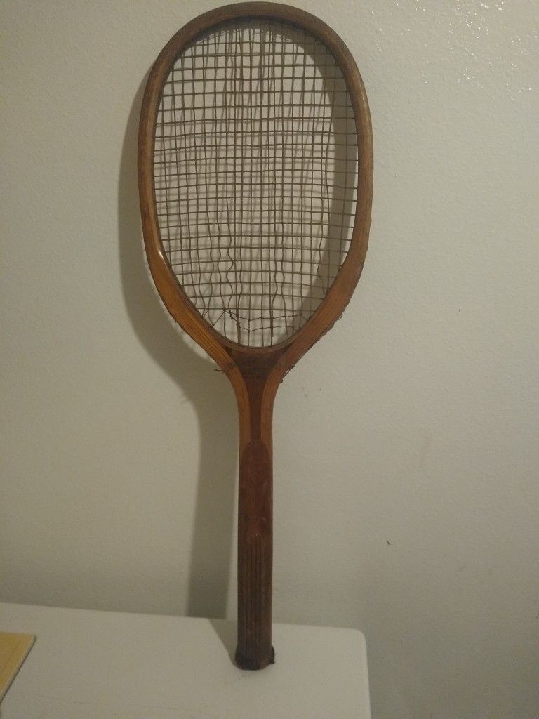 Antique Harry Lee DREADNOUGHT DRIVER TENNIS RACQUET Early 1900's Pat. Slotted Handle