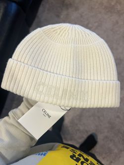 Celine Beanie In Ribbed Wool Ecru
