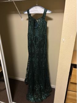 Green floor length prom dress