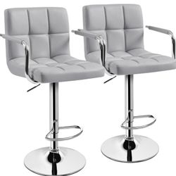 Yaheetech Bar Stools Set of 2, PU Leather Adjustable Swivel Barstools.