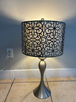 Table Lamp with Metal Scroll Shade