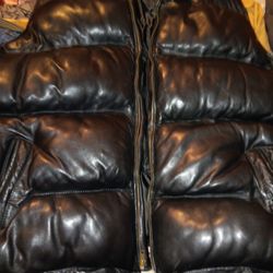 Black Leather Goose Vest Size 4xl