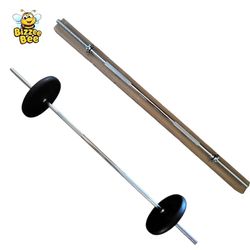 60 Inch Threaded Chrome Barbell Bar, 1 Inch Barbell Diameter with Ring Collars