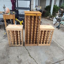 3 Wooden Wine Racks - 2 24 Bottle Capacity And 1 48 Bottle Capacity 